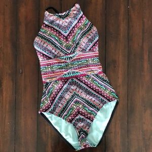 High neck one piece swimsuit